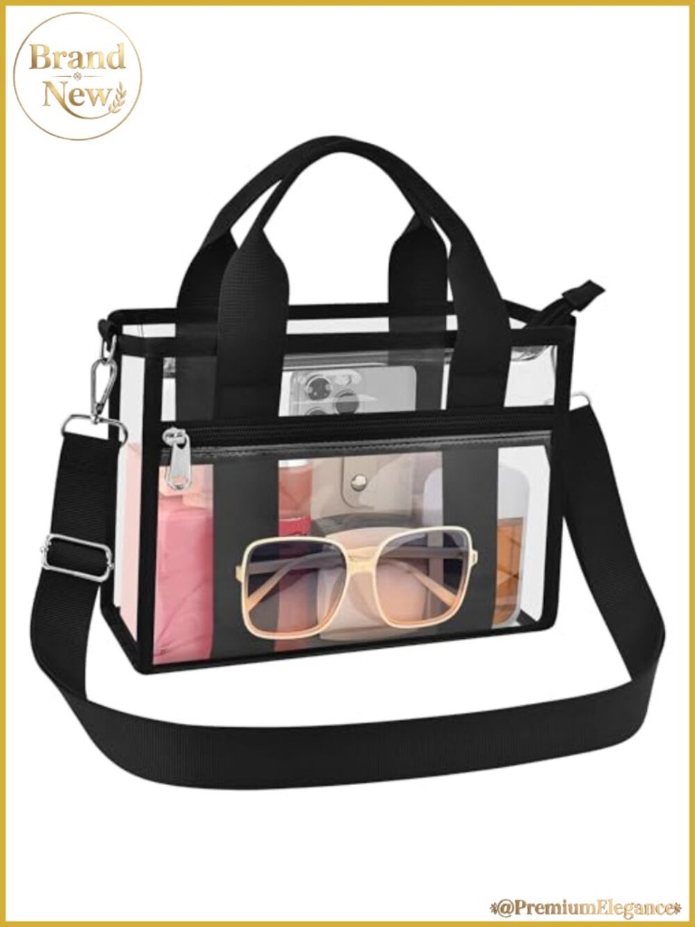 Clear Tote Bag For Stadium Events Waterproof PVC Crossbody Messenger